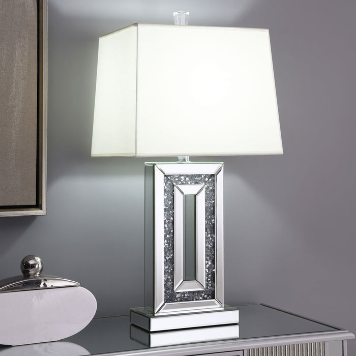 Ayelet Table Lamp with Square Shade White and Mirror - Visions in Furniture (La Mirada, CA)