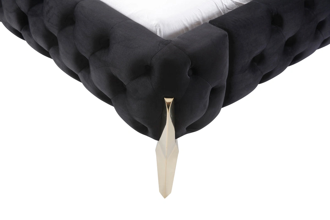 Legend Modern Black Velvet & Gold Bed