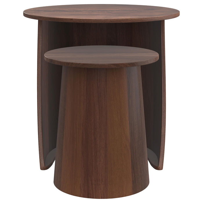 Yency 2-piece Round Mango Wood Nesting Table Set Dark Brown - Visions in Furniture (La Mirada, CA)
