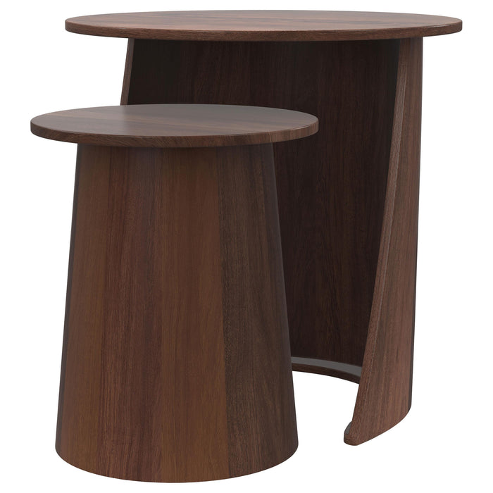 Yency 2-piece Round Mango Wood Nesting Table Set Dark Brown - Visions in Furniture (La Mirada, CA)