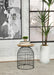Bernardo Round Accent Table with Bird Cage Base Natural and Gunmetal - Visions in Furniture (La Mirada, CA)