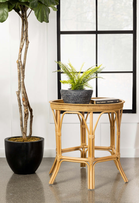 Antonio Round Rattan Tray Top Accent Table Black - Visions in Furniture (La Mirada, CA)