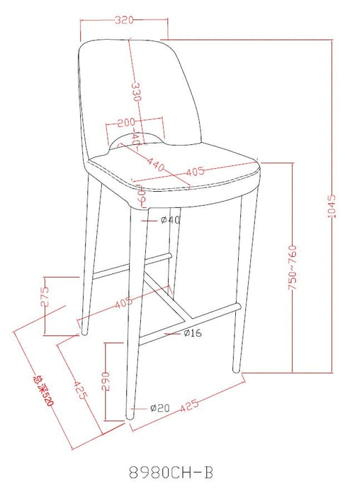 Modrest Williamette Mid-Century Bar Stool