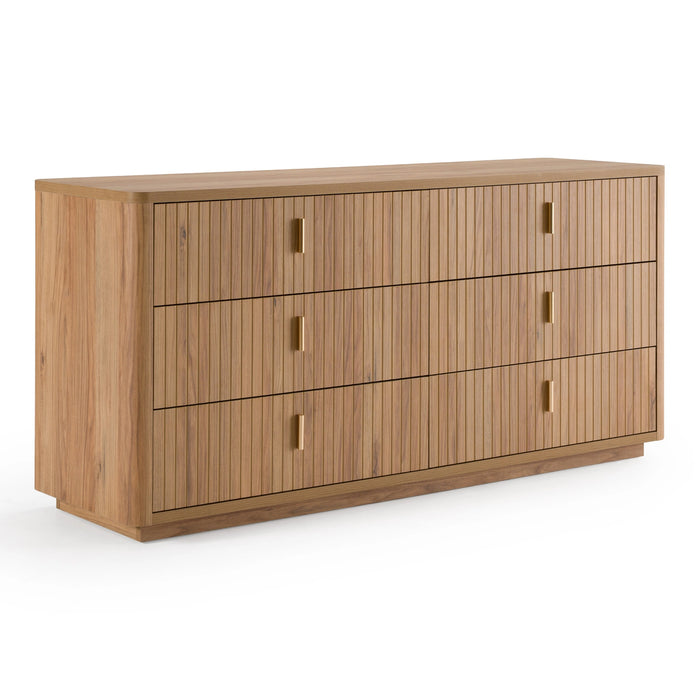 Harris + Roma - Modern Off-White Fabric + Oak 4-Piece Bedroom Set