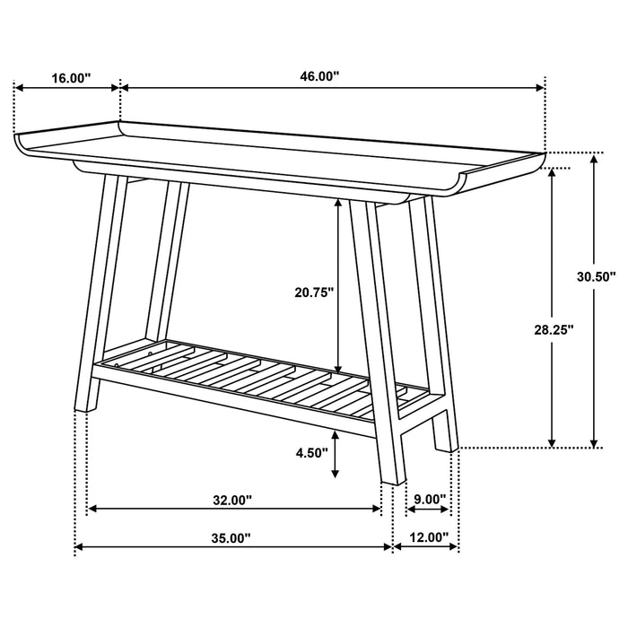 Ornelas 46-inch Console Table with Slatted Shelf Mango Brown - Visions in Furniture (La Mirada, CA)