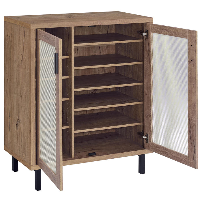 Teller 2-door Shoe Storage Cabinet Natural Oak - Visions in Furniture (La Mirada, CA)