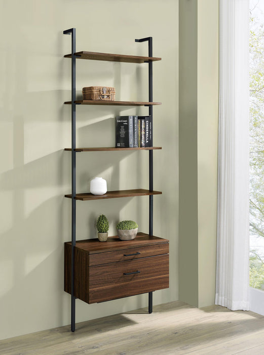 Owens 96-inch 4-shelf Storage Wall Bookshelf Walnut - Visions in Furniture (La Mirada, CA)