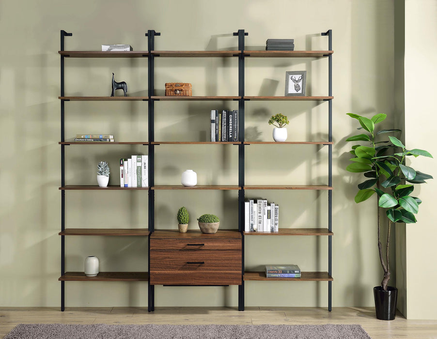 Owens 96-inch 4-shelf Storage Wall Bookshelf Walnut - Visions in Furniture (La Mirada, CA)