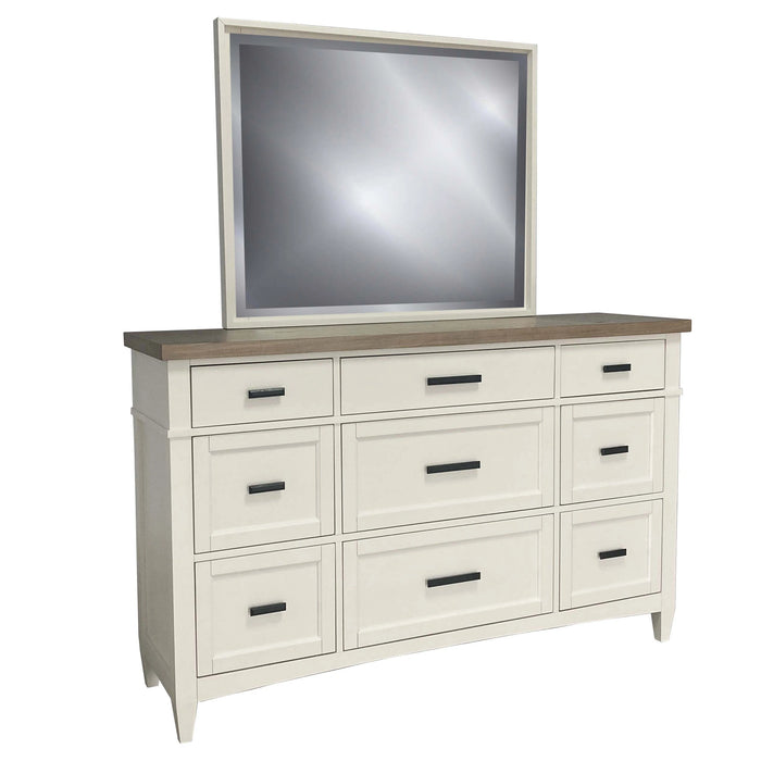 Parker House Americana Modern Bedroom King Shelter Bed with 2 Nightstands and Dresser with Mirror