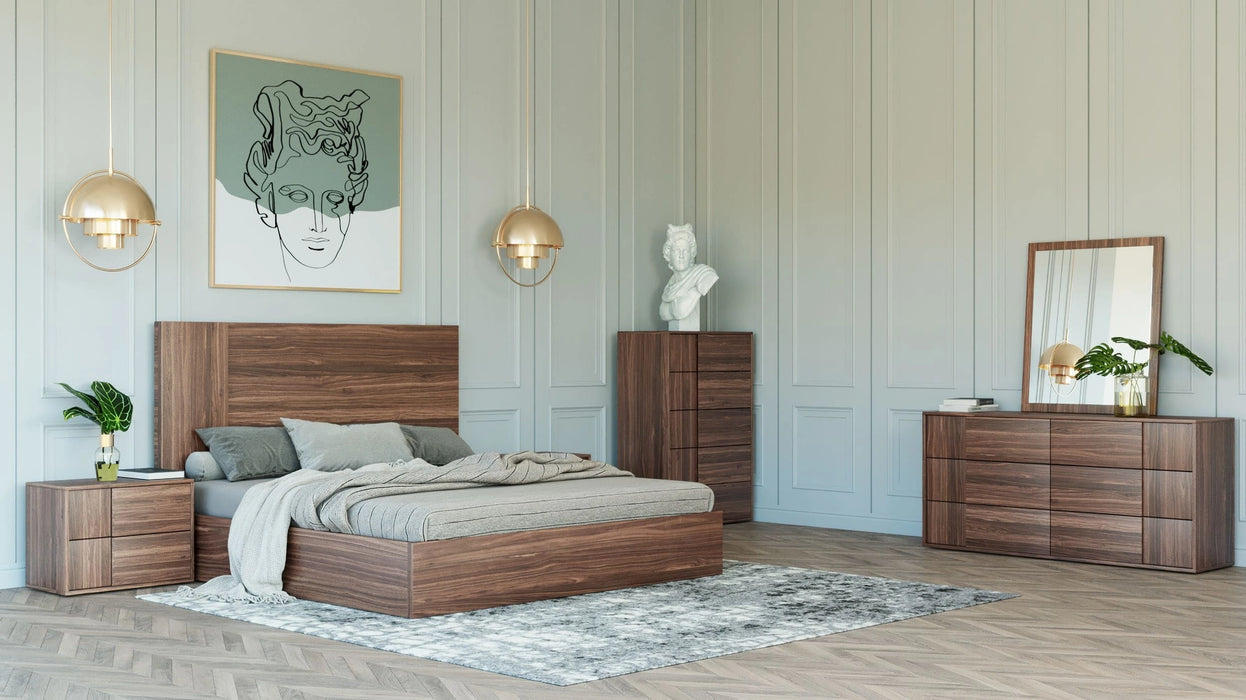 Asus - Italian Modern Walnut Bedroom Set