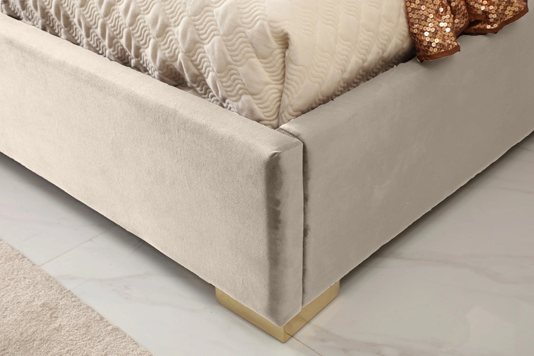 Daystar - Modern Beige Velvet & Gold Bed