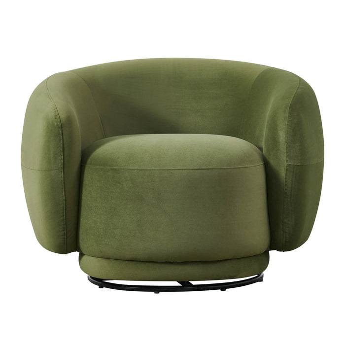 Andrew - Modern Green Fabric Swivel Accent Chair