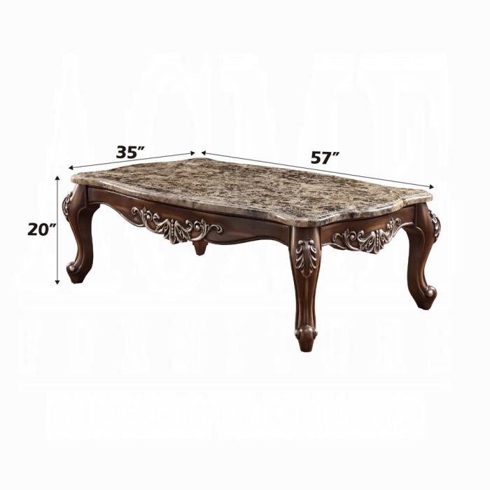 Latisha Marble & Antique Oak Coffee Table - Visions in Furniture (La Mirada, CA)