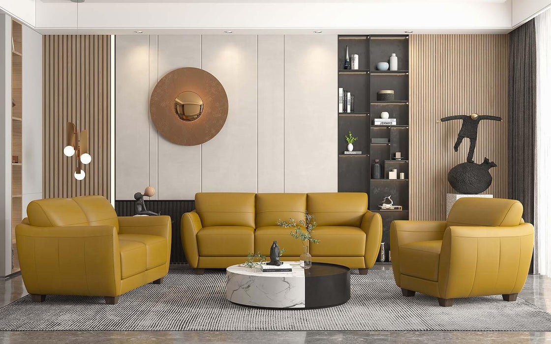 Valeria Mustard Leather Sofa - Visions in Furniture (La Mirada, CA)