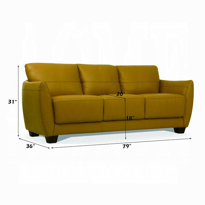 Valeria Mustard Leather Sofa - Visions in Furniture (La Mirada, CA)