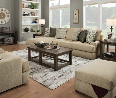 Vassenia 2-Tone Latte Chenille Modular - RF Sofa - Visions in Furniture (La Mirada, CA)
