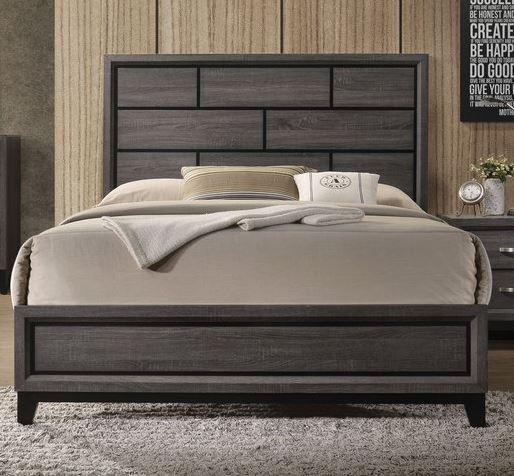 Acme Furniture Valdemar Queen Panel Bed in Weathered Gray 27050Q - Visions in Furniture (La Mirada, CA)