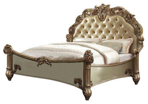 Acme Vendome Button Tufted Queen Bed in Gold Patina 23000Q - Visions in Furniture (La Mirada, CA)