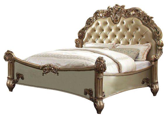 Acme Vendome Button Tufted King Bed in Gold Patina 22997EK - Visions in Furniture (La Mirada, CA)