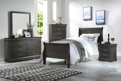 Louis Philippe Dark Gray Twin Bed - Visions in Furniture (La Mirada, CA)