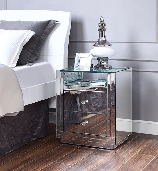 Nysa Mirrored & Faux Crystals Accent Table - Visions in Furniture (La Mirada, CA)