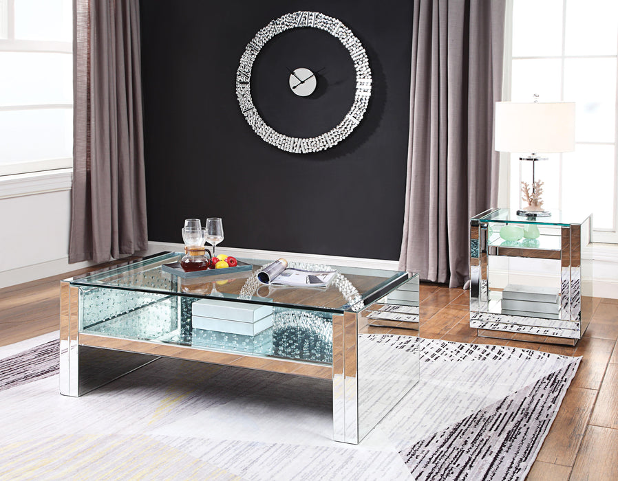 Nysa Mirrored & Faux Crystals Coffee Table - Visions in Furniture (La Mirada, CA)
