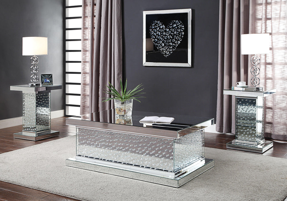 Nysa Mirrored & Faux Crystals Coffee Table - Visions in Furniture (La Mirada, CA)