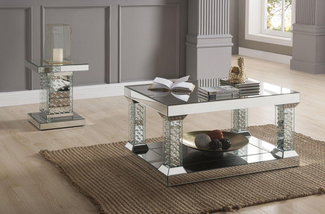 Nysa Mirrored & Faux Crystals Coffee Table - Visions in Furniture (La Mirada, CA)