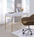 Ottey White High Gloss & Gold Desk - Visions in Furniture (La Mirada, CA)