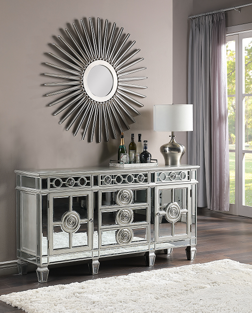 Varian Mirrored & Antique Platinum Server - Visions in Furniture (La Mirada, CA)