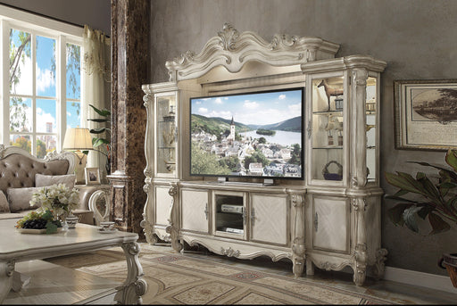 Versailles Bone White Entertainment Center (Side Piers & Bridge) - Visions in Furniture (La Mirada, CA)