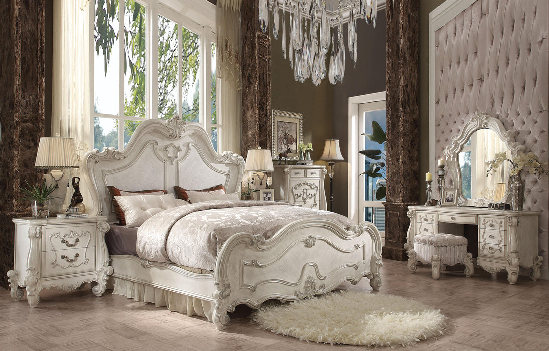 Versailles Bone White Queen Bed - Visions in Furniture (La Mirada, CA)