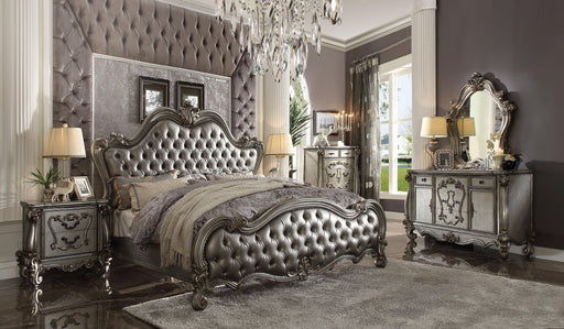 Versailles II Silver PU & Antique Platinum Queen Bed - Visions in Furniture (La Mirada, CA)