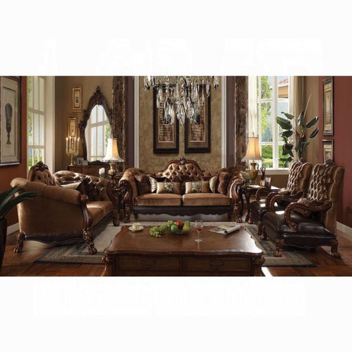 Dresden Golden Brown Velvet & Cherry Oak Sofa w/7 Pillows image