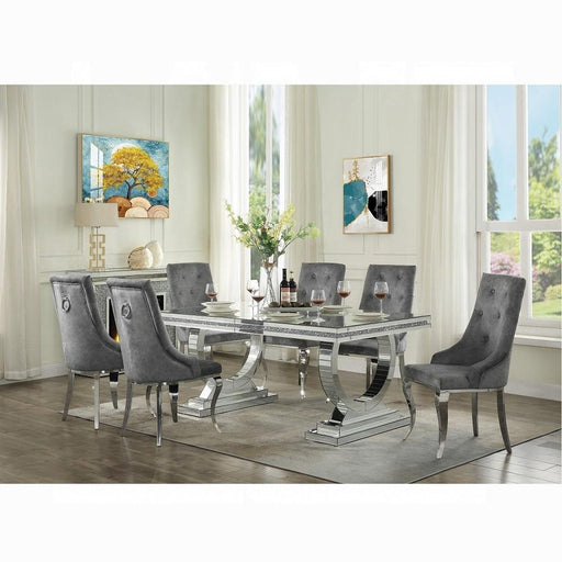 Dekel Gray Fabric & Stainless Steel Side Chair image