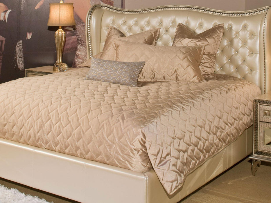AICO Cosmopolitan 3-pc Queen Coverlet Set in Champagne - Visions in Furniture (La Mirada, CA)