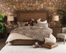 Carrollton Queen Panel Bed with Fabric Insert in Rustic Ranch - Visions in Furniture (La Mirada, CA)