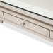 Glimmering Heights 2pc Writing Desk w/Glass Top in Ivory - Visions in Furniture (La Mirada, CA)