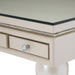Glimmering Heights 2pc Writing Desk w/Glass Top in Ivory - Visions in Furniture (La Mirada, CA)