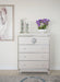 Glimmering Heights Upholstered 5 Drawer Chest in Ivory - Visions in Furniture (La Mirada, CA)