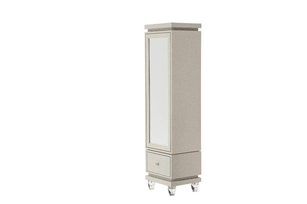 Glimmering Heights Upholstered Swivel Lingerie Chest in Ivory - Visions in Furniture (La Mirada, CA)
