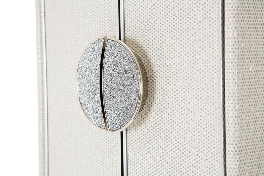 Glimmering Heights Upholstered Swivel Lingerie Chest in Ivory - Visions in Furniture (La Mirada, CA)