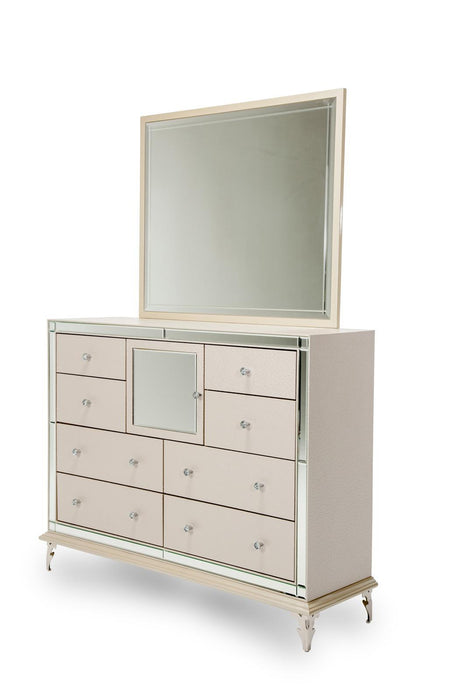 Hollywood Loft Rectangular Dresser Mirror in Frost - Visions in Furniture (La Mirada, CA)