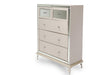 Hollywood Loft Upholstered 5 Drawer Chest in Frost - Visions in Furniture (La Mirada, CA)