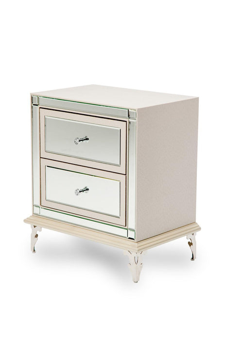 Hollywood Loft Upholstered Nightstand in Frost - Visions in Furniture (La Mirada, CA)