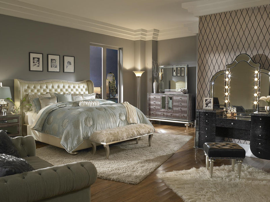 Hollywood Swank Bed Bench in Platinum - Visions in Furniture (La Mirada, CA)