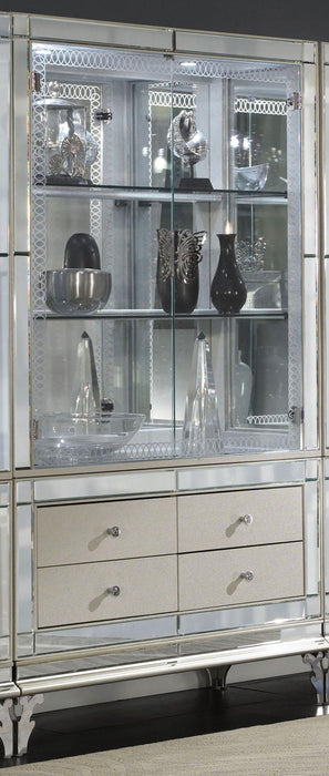 Hollywood Swank Curio w/ Drawer Base in Pearl Caviar NT03515-11 - Visions in Furniture (La Mirada, CA)