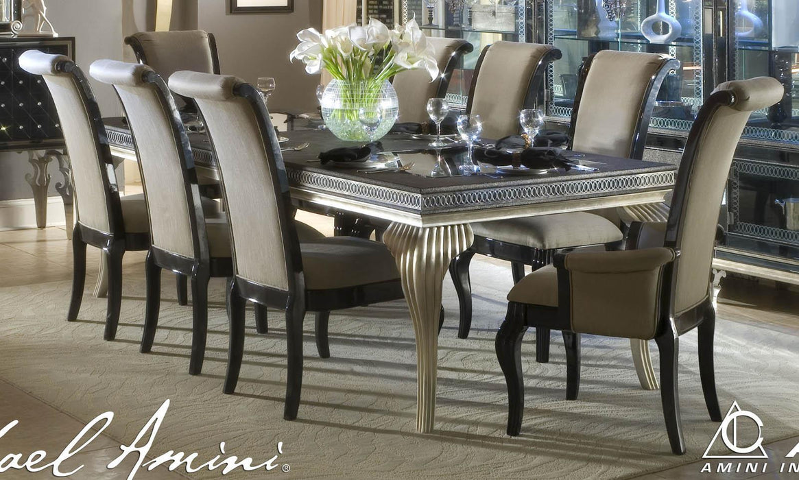 Hollywood Swank Leg Dining Table in Pearl Caviar - Visions in Furniture (La Mirada, CA)