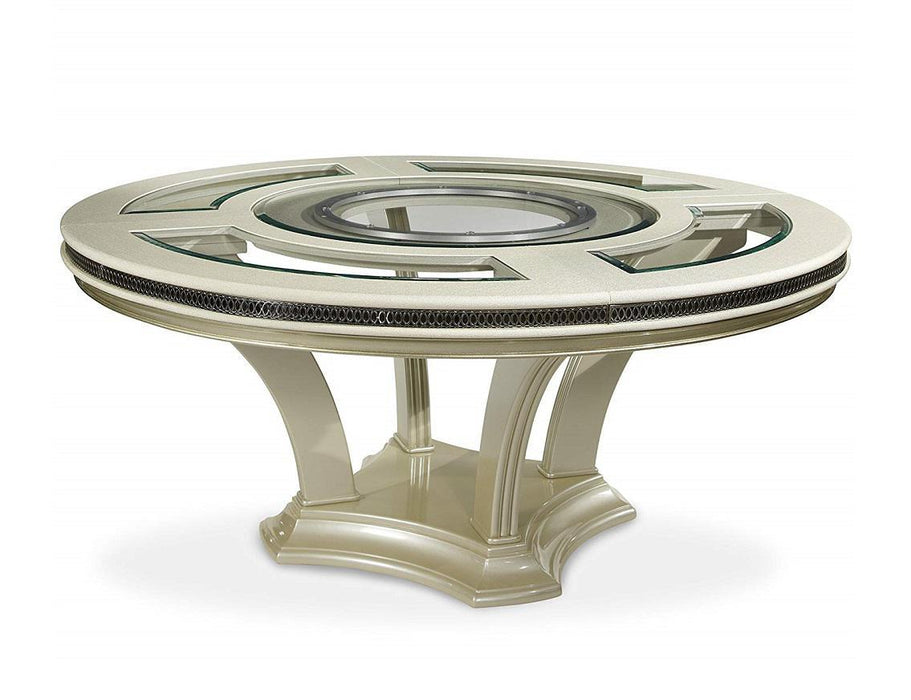 Hollywood Swank Round Dining Table in Pearl Caviar - Visions in Furniture (La Mirada, CA)