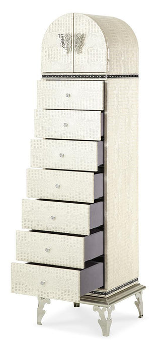 Hollywood Swank Upholstered Swivel Lingerie Chest in Crystal Croc - Visions in Furniture (La Mirada, CA)